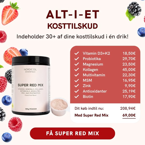 A square ad creative featuring a 30+ ingredient supplement drink mix alongside a price comparison chart that illustrates the total cost of buying ingredients individually.